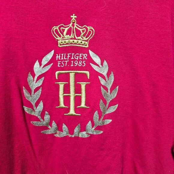 Tommy Hilfiger Vintage Y2K Red Embroidered Graphic Plus Size LS Tee - Picture 2 of 5